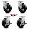 Service Caster 5 Inch Rubber on Cast Iron Swivel Caster Set with Roller Bearings 2 Brakes SCC-20S520-RSR-2-TLB-2 - alternate 4